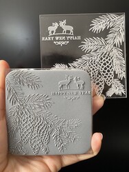 Paku Malzeme - Pop-it stamp kaşe Pine Branch; 8,0*8,0 cm