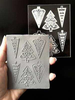 Pop-it stamp kaşe Pine Tree Emboss-Deboss; 10*8 cm