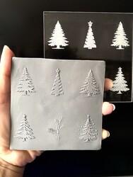Paku Malzeme - Pop-it acrylic stamp Pine Trees set of 9; 10*10 cm
