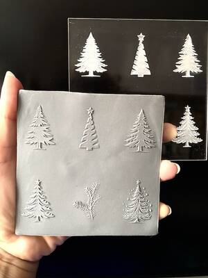 Pop-it stamp kaşe Pine Trees set of 6; 10*10 cm
