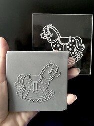 Paku Malzeme - Pop-it acrylic stamp Rocking Horse; 8*8 cm