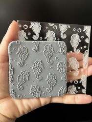 Paku Malzeme - Pop-it stamp kaşe SEAHORSE BACKGROUND; 10,0*10,0 cm