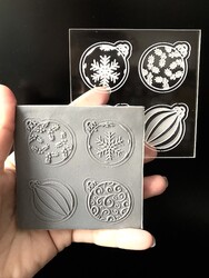 Paku Malzeme - Pop-it stamp kaşe Set of Ornaments; 8*8 cm