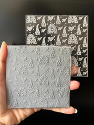 Paku Malzeme - Pop-it stamp kaşe Sevgililer Günü Doku-5; 10,0*10,0 cm