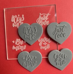Paku Malzeme - Pop-it stamp kaşe Sevgililer Günü Kelimeler; 8,0*8,0 cm (1)