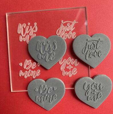 Pop-it stamp kaşe Sevgililer Günü Kelimeler; 8,0*8,0 cm