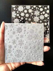Paku Malzeme - Pop-it stamp kaşe Snowflakes Background; 10*10 cm