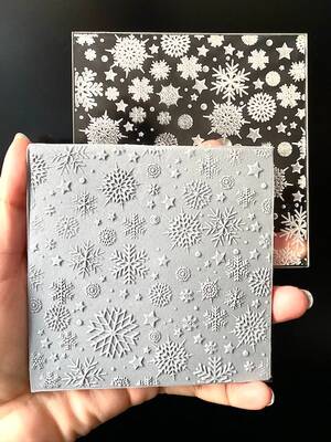 Pop-it stamp kaşe Snowflakes Background; 10*10 cm