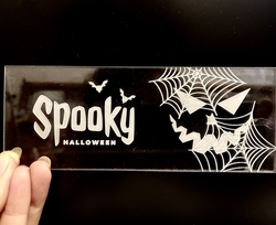 Paku Malzeme - Pop-it stamp kaşe SPOOKY HALLOWEEN BAR Örümcek Ağı; 12,0*5,0 cm (1)