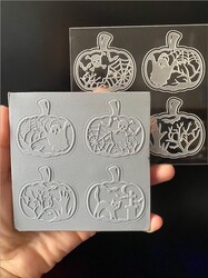 Paku Malzeme - Pop-it stamp kaşe Spooky Pumpkins; 10,0*10,0 cm