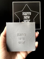 Paku Malzeme - Pop-it stamp kaşe Star HAPPY NEW YEAR; 8*8 cm