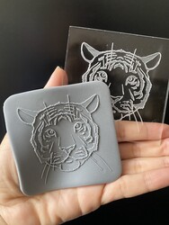 Paku Malzeme - Pop-it stamp kaşe TIGER Aslan; 8,0*8,0 cm