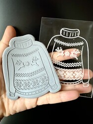 Paku Malzeme - Pop-it stamp kaşe Ugly Sweater; 10,0*8,0 cm