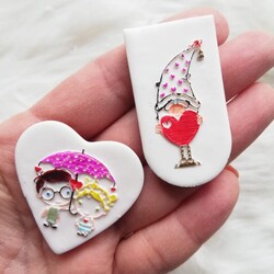 Pop-it stamp kaşe Valentine Gnome; 5,0*3,0 cm - Thumbnail