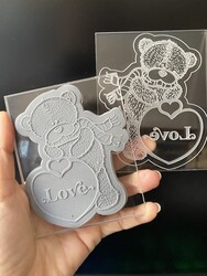 Paku Malzeme - Pop-it stamp kaşe Valentines Teddy; 10,0*8,0 cm