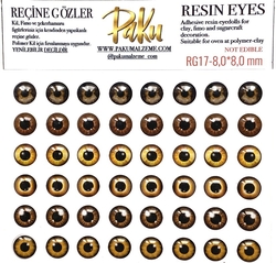 Paku Malzeme - Reçine Gözler RG17 Kahve; 8,0*8,0 mm