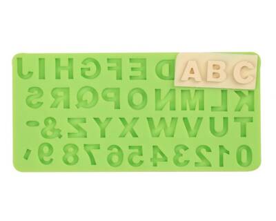 Silicone Mold Mini Alphabet Uppercase & Numbers (letter height 12 mm); 13,7-6,8 cms