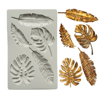 Silicone mold Monstera and Palm Leaves; 20,1*12,6 cm