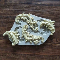 Paku Malzeme - Silicone mold Big Feather Scrolls; 13,5*10 cm
