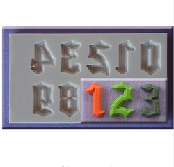 Paku Malzeme - Silicone mold Gothic alphabet Lower Case & Numbers; 15,2*10,6 cm (1)