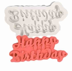 Paku Malzeme - Silikon kalıp Happy Birthday küçük; 7,4*3,8 cm
