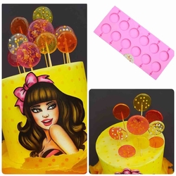 Diğer - Silikon kalıp Lolipop daire çap 3,5 cm; 26,5*11,5 cm