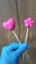 Diğer - Silikon kalıp Lolipop kalpli ve çiçekli; 15*15 cm (1)