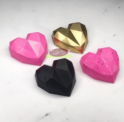 Paku Malzeme - Silikon kalıp Elmas Kalp Polygonal Heart; 4,3*4,3 cm (1)