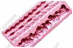 Paku Malzeme - Silikon kalıp Ribbon & Rose bordür; 16,8*7,5 cm