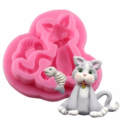 Paku Malzeme - Silikon kalıp Sevimli Kedi; 5,5*5 cm