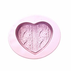 Paku Malzeme - Silicone mold Knitted Heart; 6,5*6,0 cm