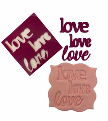 Paku Malzeme - Stamp embossers LOVE LOVE LOVE; 7*7. cm