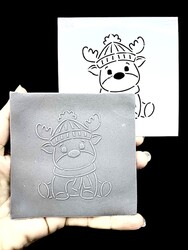 Paku Malzeme - Stencil Cute Rudolph; 9*9 cm