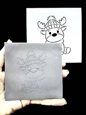 Stencil Cute Rudolph; 9*9 cm
