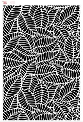 Paku Malzeme - Stencil Double Barrel Leaves Background; 33*23 cm