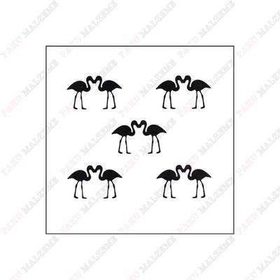 Stencil Kissing Flamingos; 15*15 cm