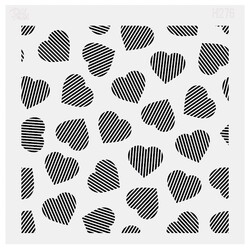 Paku Malzeme - Stencil Strip Hearts; 15*15 cm