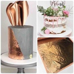 Others - Foil Sheets ROSE GOLD 14*14 cm 25 seets/pack ; non-edible